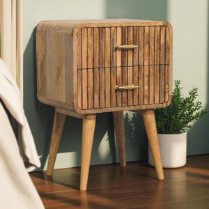 HomeRoots 26" Beige Solid Wood Nightstand with Two Drawers – Modern Design for Stylish Bedroom Storage Solutions 651599
