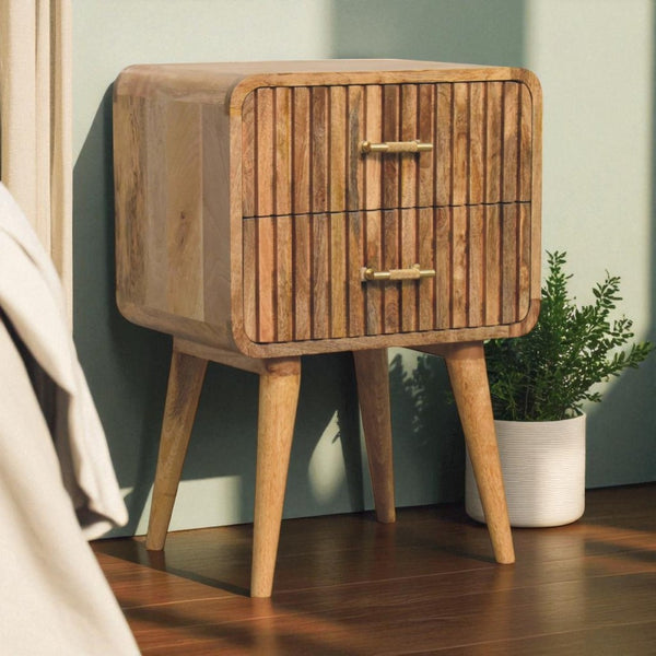 HomeRoots 26" Beige Solid Wood Nightstand with Two Drawers – Modern Design for Stylish Bedroom Storage Solutions 651599