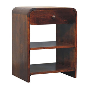 HomeRoots 24" Chestnut Solid Wood Nightstand with Drawer & Shelves - Rustic, Handcrafted, Versatile Accent Table 651600