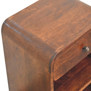 HomeRoots 24" Chestnut Solid Wood Nightstand with Drawer & Shelves - Rustic, Handcrafted, Versatile Accent Table 651600
