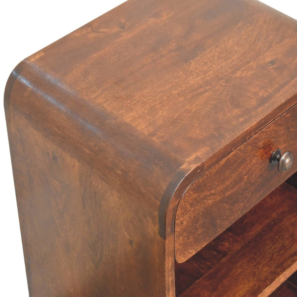 HomeRoots 24" Chestnut Solid Wood Nightstand with Drawer & Shelves - Rustic, Handcrafted, Versatile Accent Table 651600
