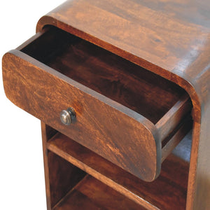 HomeRoots 24" Chestnut Solid Wood Nightstand with Drawer & Shelves - Rustic, Handcrafted, Versatile Accent Table 651600