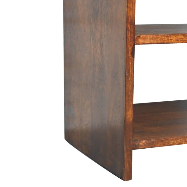 HomeRoots 24" Chestnut Solid Wood Nightstand with Drawer & Shelves - Rustic, Handcrafted, Versatile Accent Table 651600