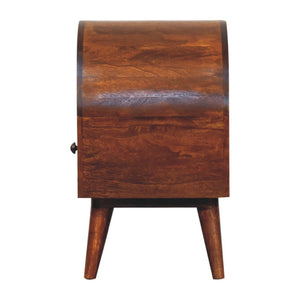 HomeRoots 24" Chic Chestnut Solid Wood Nightstand with Oval Top, Drawer & Open Shelf for Stylish Storage 651601