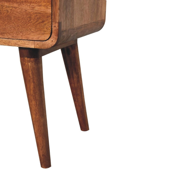 HomeRoots 22" Brown Solid Mango Wood Nightstand with Two Drawers for Mid-Century Style and Versatile Storage 651602
