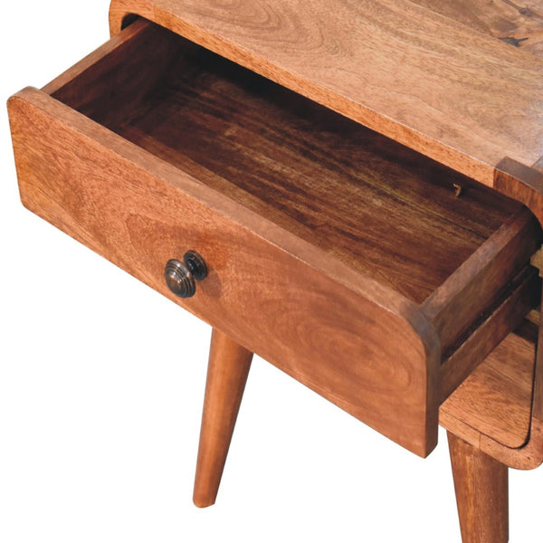 HomeRoots 22" Brown Solid Mango Wood Nightstand with Two Drawers for Mid-Century Style and Versatile Storage 651602