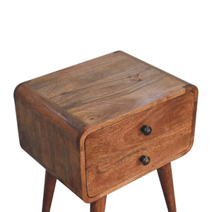 HomeRoots 22" Brown Solid Mango Wood Nightstand with Two Drawers for Mid-Century Style and Versatile Storage 651602