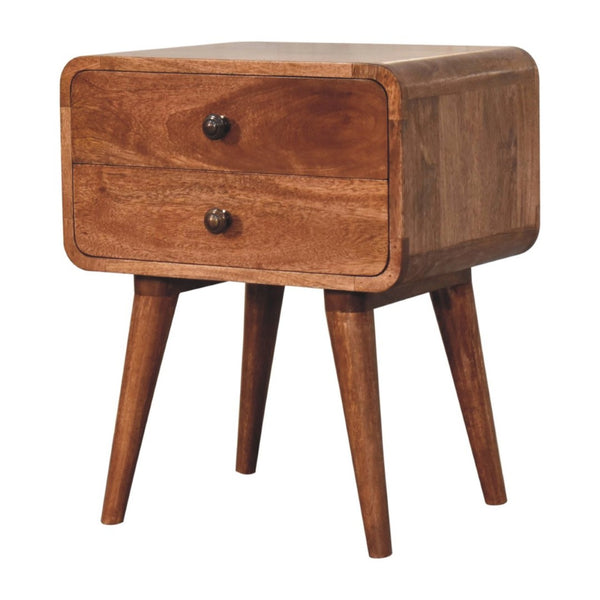 HomeRoots 22" Brown Solid Mango Wood Nightstand with Two Drawers for Mid-Century Style and Versatile Storage 651602