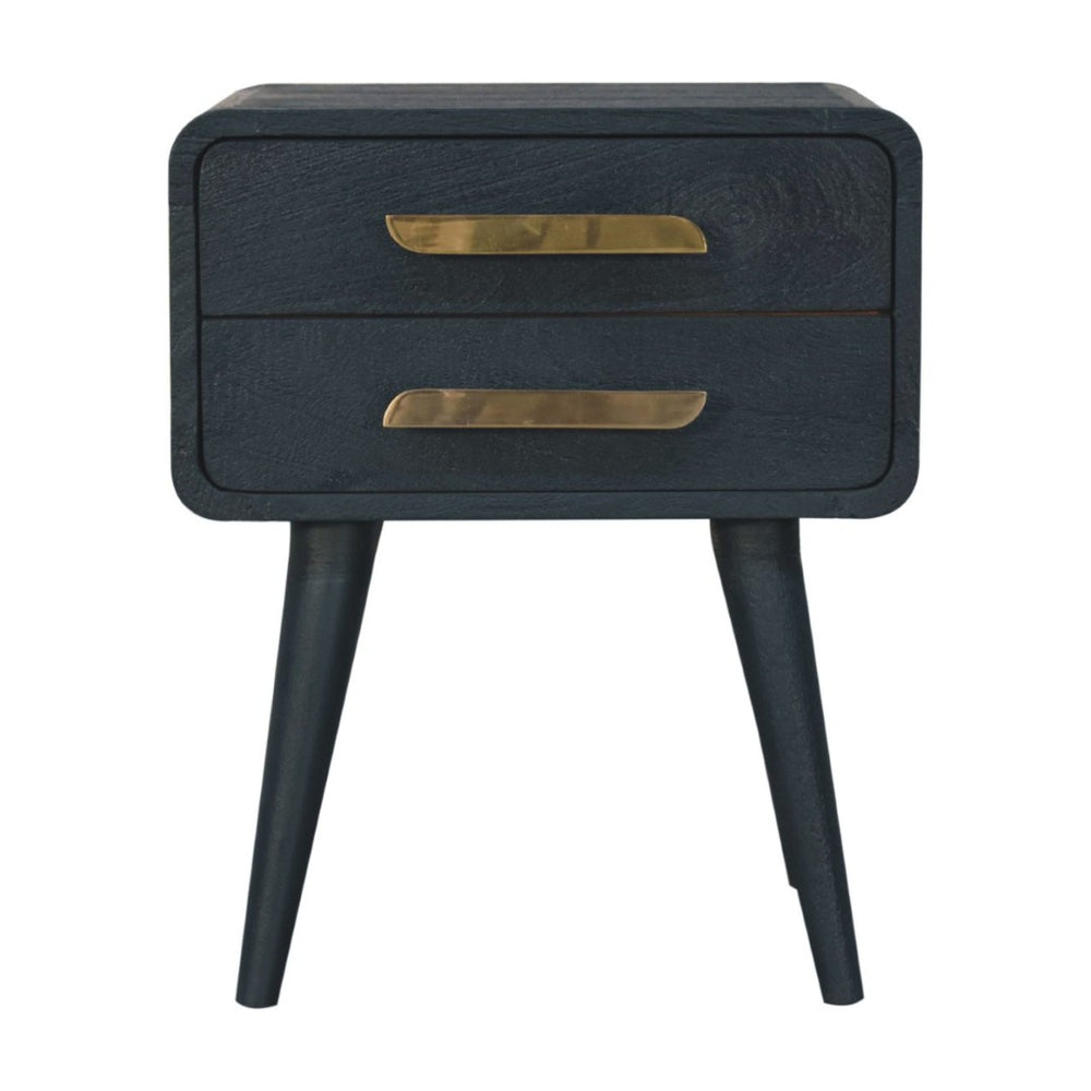 HomeRoots 22" Handcrafted Solid Mango Wood Nightstand with Gold Accents - Stylish Storage for Any Space 651603