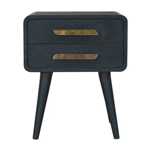 HomeRoots 22" Handcrafted Solid Mango Wood Nightstand with Gold Accents - Stylish Storage for Any Space 651603
