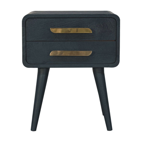 HomeRoots 22" Handcrafted Solid Mango Wood Nightstand with Gold Accents - Stylish Storage for Any Space 651603