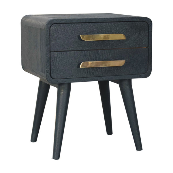 HomeRoots 22" Handcrafted Solid Mango Wood Nightstand with Gold Accents - Stylish Storage for Any Space 651603