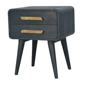 HomeRoots 22" Handcrafted Solid Mango Wood Nightstand with Gold Accents - Stylish Storage for Any Space 651603