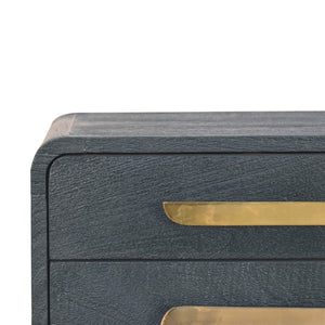 HomeRoots 22" Handcrafted Solid Mango Wood Nightstand with Gold Accents - Stylish Storage for Any Space 651603