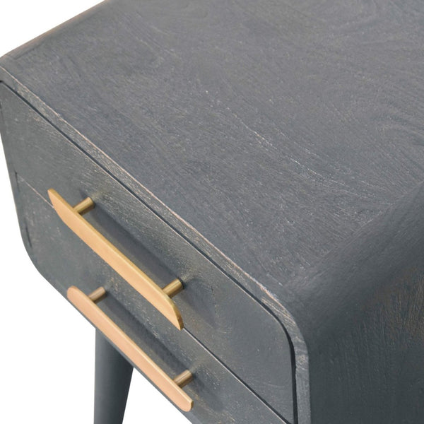 HomeRoots 22" Handcrafted Solid Mango Wood Nightstand with Gold Accents - Stylish Storage for Any Space 651603