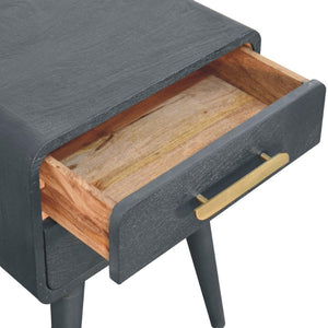 HomeRoots 22" Handcrafted Solid Mango Wood Nightstand with Gold Accents - Stylish Storage for Any Space 651603