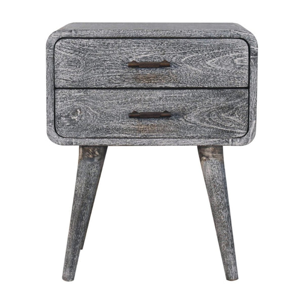 HomeRoots 22" Gray Distressed Solid Wood Nightstand with Two Drawers - Rustic Charm for Any Space 651604