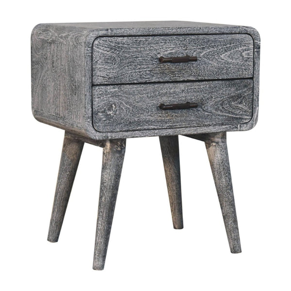HomeRoots 22" Gray Distressed Solid Wood Nightstand with Two Drawers - Rustic Charm for Any Space 651604