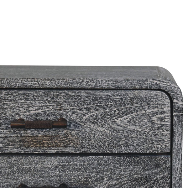 HomeRoots 22" Gray Distressed Solid Wood Nightstand with Two Drawers - Rustic Charm for Any Space 651604