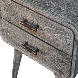 HomeRoots 22" Gray Distressed Solid Wood Nightstand with Two Drawers - Rustic Charm for Any Space 651604
