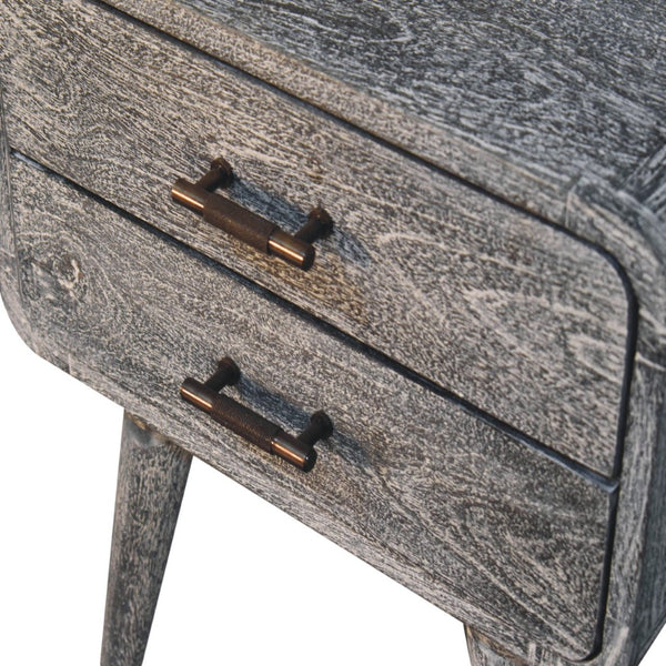 HomeRoots 22" Gray Distressed Solid Wood Nightstand with Two Drawers - Rustic Charm for Any Space 651604