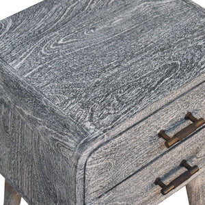 HomeRoots 22" Gray Distressed Solid Wood Nightstand with Two Drawers - Rustic Charm for Any Space 651604