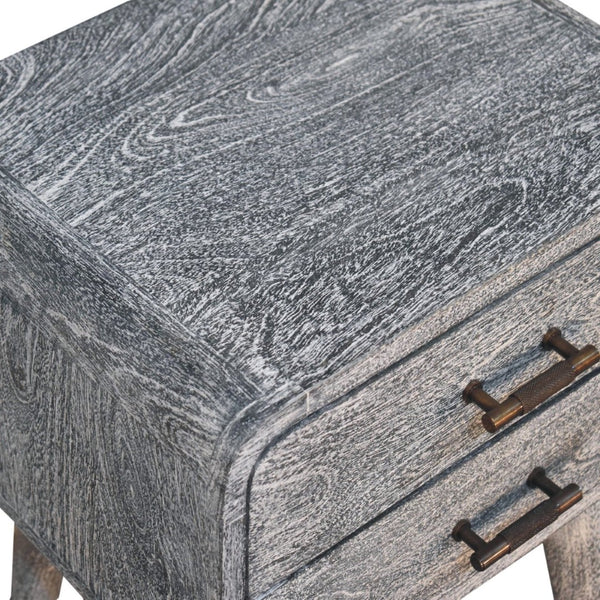 HomeRoots 22" Gray Distressed Solid Wood Nightstand with Two Drawers - Rustic Charm for Any Space 651604