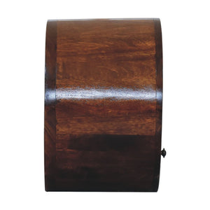 HomeRoots 16" Chestnut Solid Wood Floating Nightstand - Stylish Round Design with Drawer & Open Shelf Storage 651605