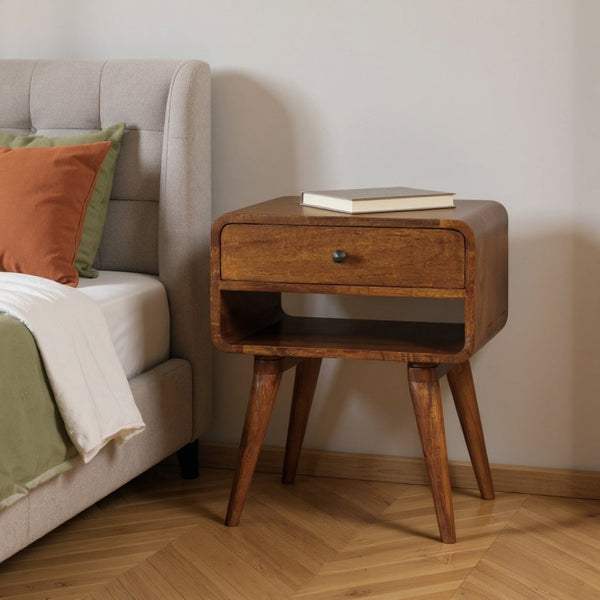 HomeRoots 22" Brown Solid Wood Nightstand with Drawer - Stylish, Durable, Versatile Storage Solution for Any Room 651606