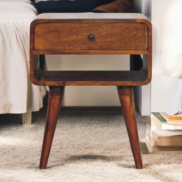HomeRoots 22" Brown Solid Wood Nightstand with Drawer - Stylish, Durable, Versatile Storage Solution for Any Room 651606