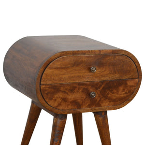 HomeRoots 21" Rustic Solid Mango Wood Oval Nightstand with Two Drawers - Vintage Charm for Any Space 651608