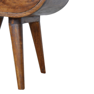 HomeRoots 21" Rustic Solid Mango Wood Oval Nightstand with Two Drawers - Vintage Charm for Any Space 651608