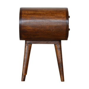 HomeRoots 21" Rustic Solid Mango Wood Oval Nightstand with Two Drawers - Vintage Charm for Any Space 651608