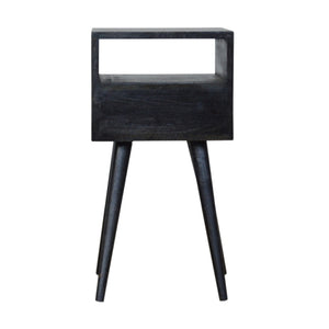HomeRoots 22" Black Solid Wood Nightstand - Modern Compact Design with Drawer & Open Shelf for Smart Storage 651609