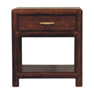 HomeRoots 20" Chestnut Solid Wood Nightstand - Rustic Charm with Drawer & Open Shelf for Versatile Use 651610