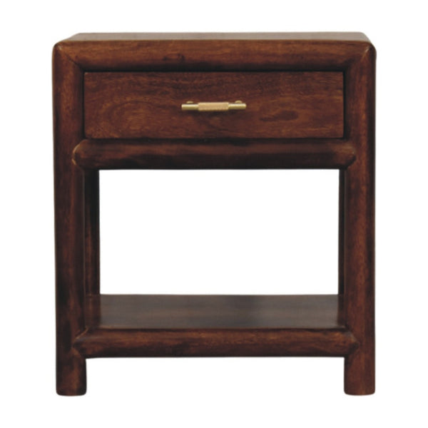 HomeRoots 20" Chestnut Solid Wood Nightstand - Rustic Charm with Drawer & Open Shelf for Versatile Use 651610