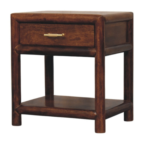 HomeRoots 20" Chestnut Solid Wood Nightstand - Rustic Charm with Drawer & Open Shelf for Versatile Use 651610