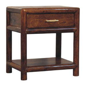 HomeRoots 20" Chestnut Solid Wood Nightstand - Rustic Charm with Drawer & Open Shelf for Versatile Use 651610