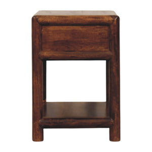 HomeRoots 20" Chestnut Solid Wood Nightstand - Rustic Charm with Drawer & Open Shelf for Versatile Use 651610