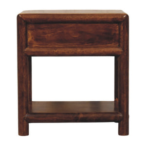 HomeRoots 20" Chestnut Solid Wood Nightstand - Rustic Charm with Drawer & Open Shelf for Versatile Use 651610