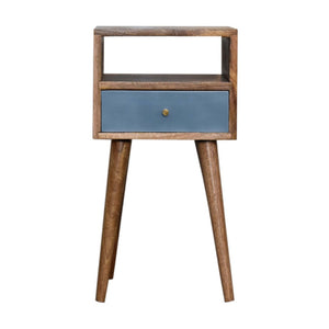 HomeRoots 22" Handcrafted Solid Mango Wood Nightstand with Blue Drawer - Stylish, Versatile, and Durable Storage Solution 651612