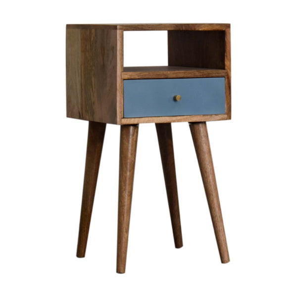 HomeRoots 22" Handcrafted Solid Mango Wood Nightstand with Blue Drawer - Stylish, Versatile, and Durable Storage Solution 651612