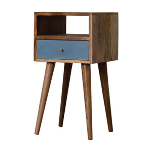 HomeRoots 22" Handcrafted Solid Mango Wood Nightstand with Blue Drawer - Stylish, Versatile, and Durable Storage Solution 651612