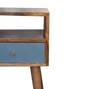 HomeRoots 22" Handcrafted Solid Mango Wood Nightstand with Blue Drawer - Stylish, Versatile, and Durable Storage Solution 651612
