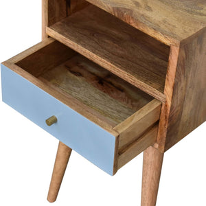 HomeRoots 22" Handcrafted Solid Mango Wood Nightstand with Blue Drawer - Stylish, Versatile, and Durable Storage Solution 651612