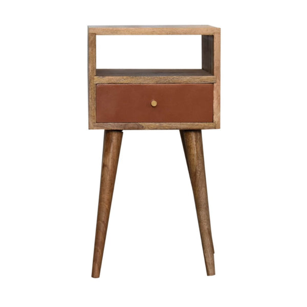 HomeRoots 22" Handcrafted Solid Mango Wood Nightstand with Colorful Drawer & Open Shelf for Stylish Storage 651613