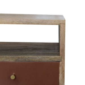 HomeRoots 22" Handcrafted Solid Mango Wood Nightstand with Colorful Drawer & Open Shelf for Stylish Storage 651613