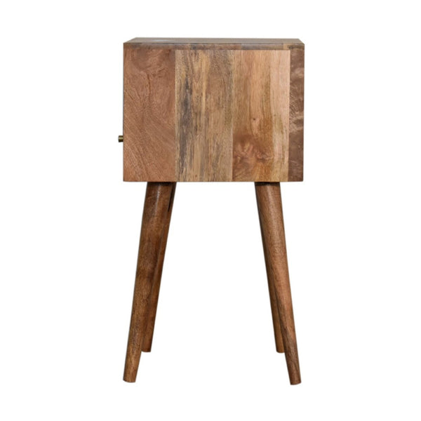HomeRoots 22" Handcrafted Solid Mango Wood Nightstand with Colorful Drawer & Open Shelf for Stylish Storage 651613