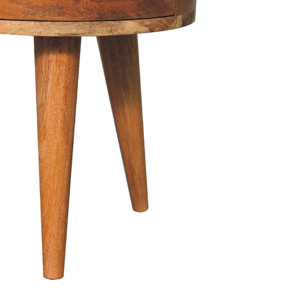 HomeRoots 20" Brown and Oak Solid Wood Nightstand - Handcrafted Oval Design with 2 Drawers for Stylish Storage 651614