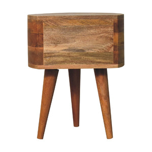 HomeRoots 20" Brown and Oak Solid Wood Nightstand - Handcrafted Oval Design with 2 Drawers for Stylish Storage 651614